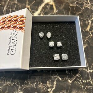 3 pack Cubic Zirconia Stud Earrings